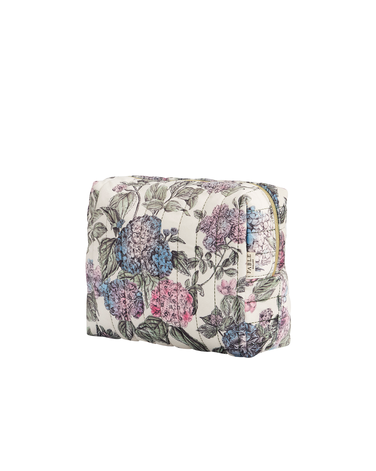 Fable England Hydrangea Large Quilted Makeup Bag, Alternate, color, Purple
