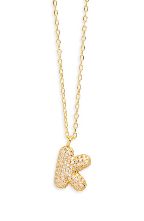 Cubic Zirconia Bubble Inital Pendant Necklace