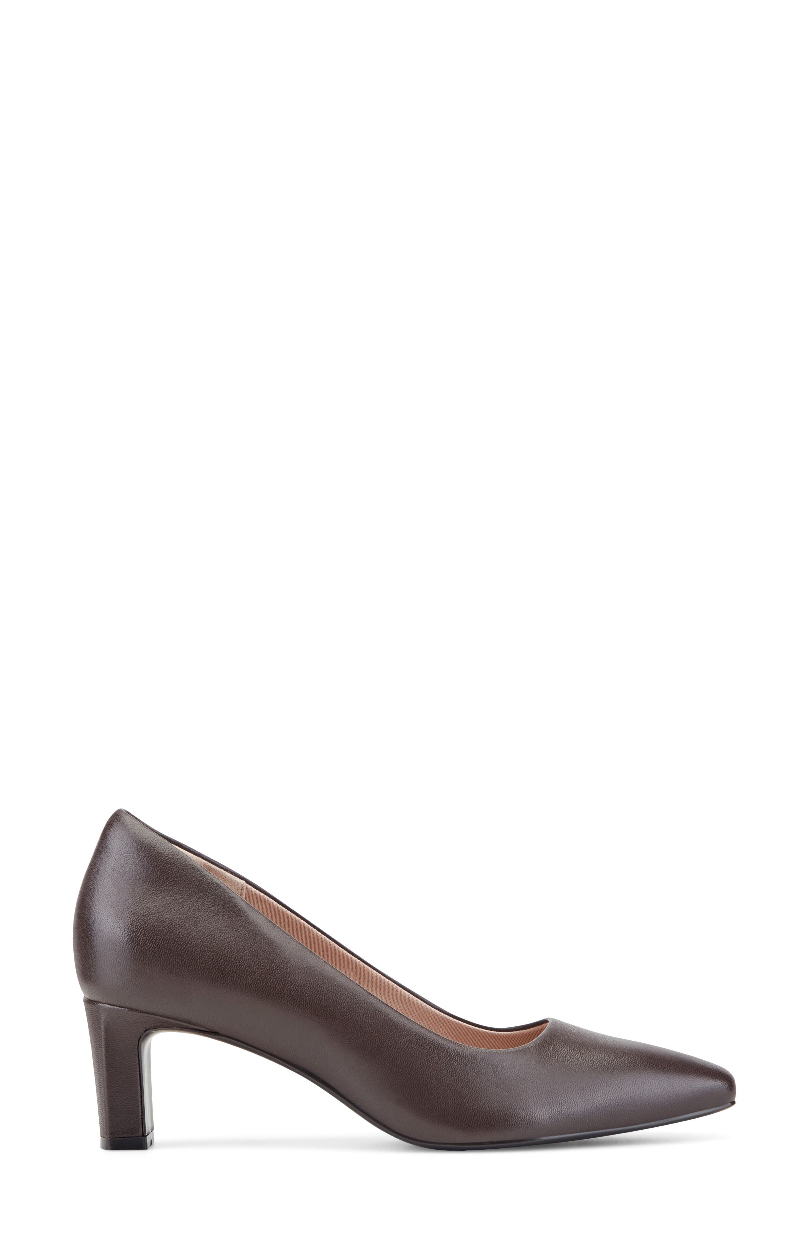 Merida Almond Toe Pump, Alternate, color, DARK BROWN SMOOTH