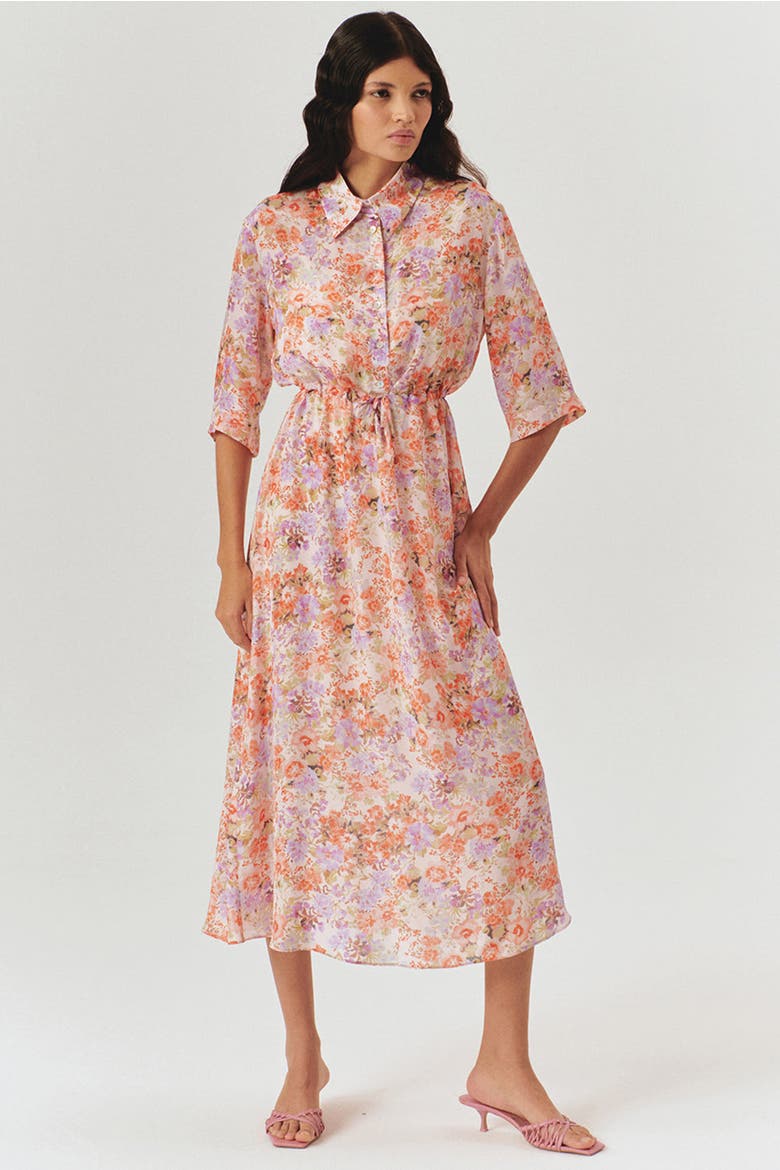 Maliyah Midi Dress, Alternate, color, Orange Patterned