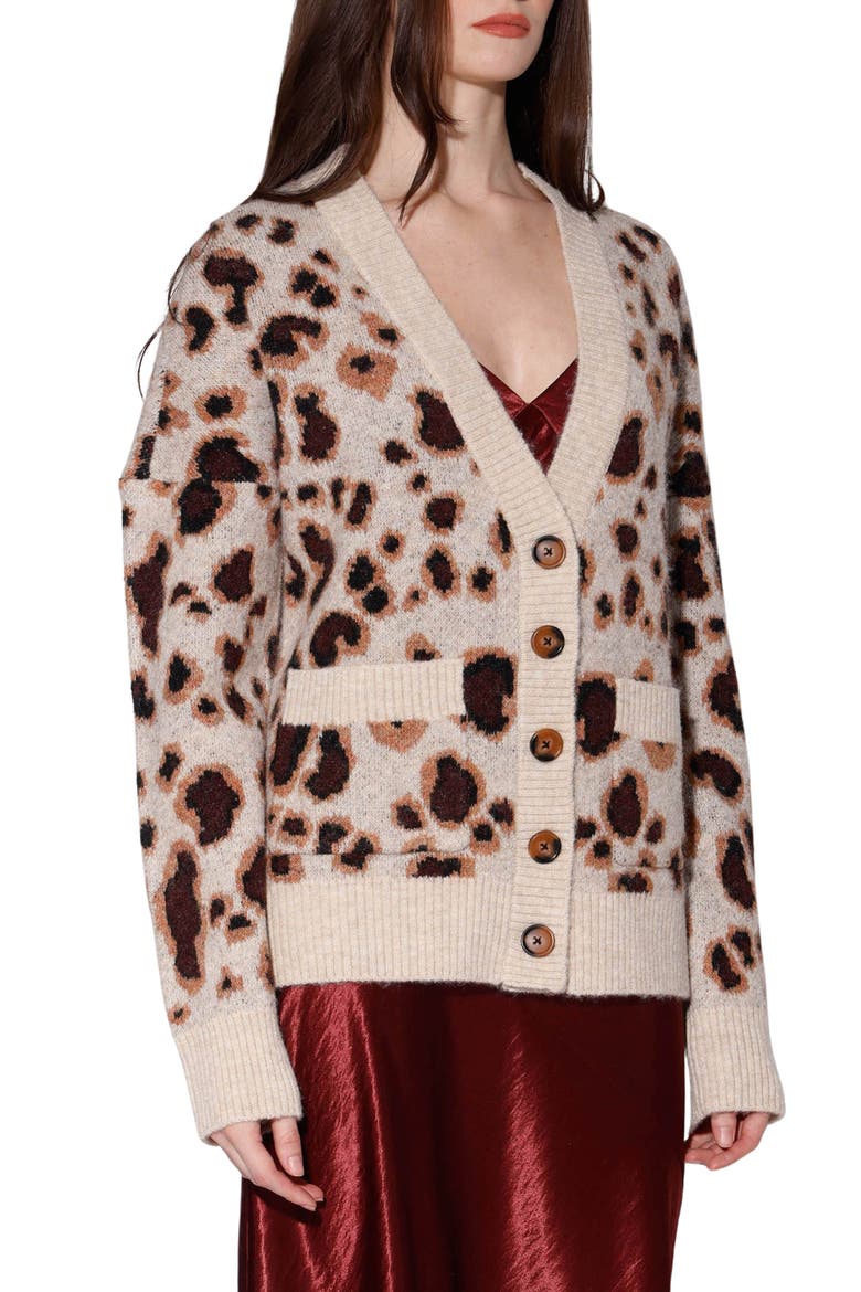 Abigail Button Front Cardigan, Alternate, color, LEOPARD KNIT