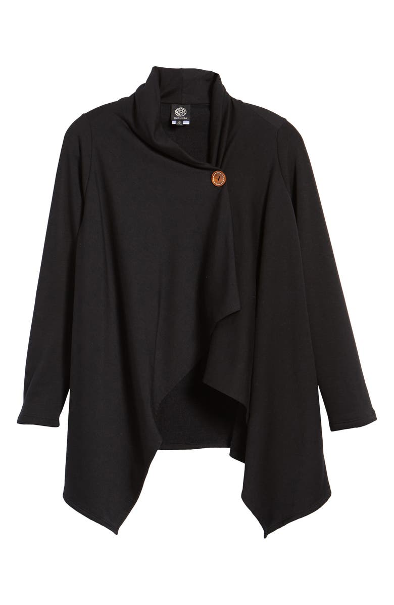 Bobeau One-Button Fleece Wrap Cardigan, Main, color,