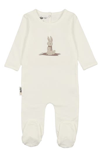 Maniere Manière Snow Bunny Cotton Blend Footie In White