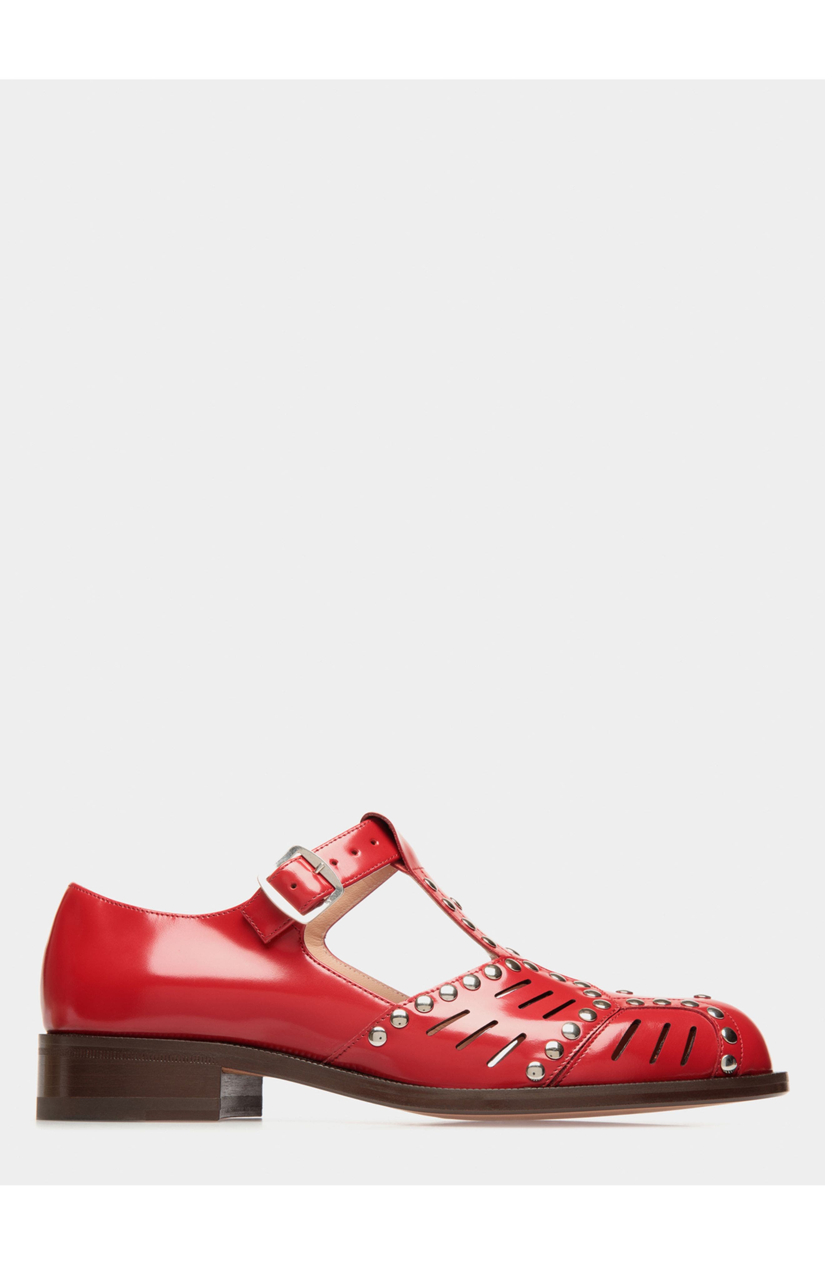 Bally Spiegel Flat Sandal in Leather, Main, color, Red