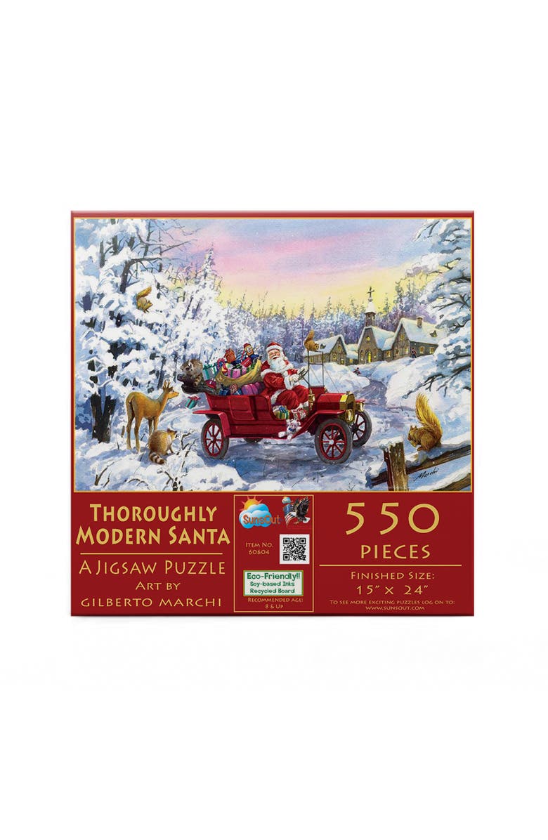 Sunsout Thoroughly Modern Santa 550 piece Jigsaw Puzzle for Adults, Alternate, color, Multicolor