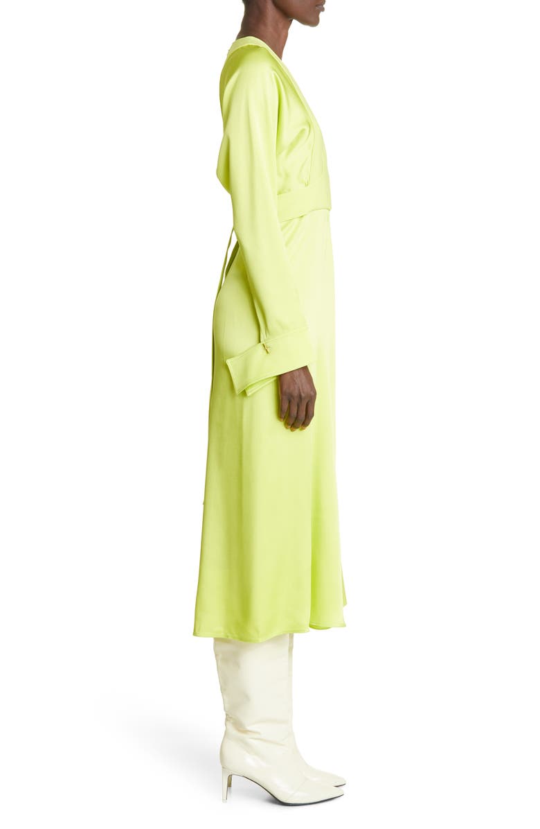 Victoria Beckham Long Sleeve Satin Wrap Midi Dress, Alternate, color,