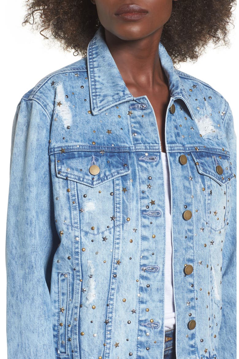 Star & Stud Denim Jacket, Alternate, color, BLUE
