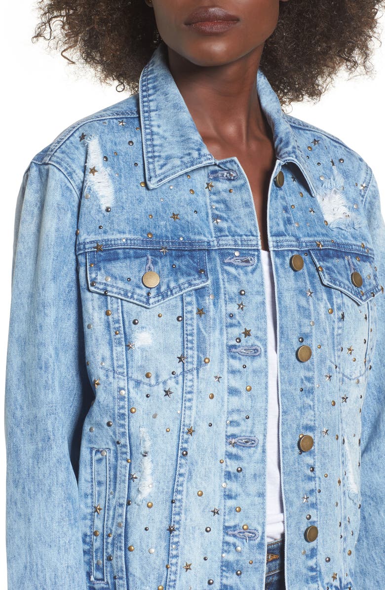 Tinsel Star & Stud Denim Jacket, Alternate, color, 