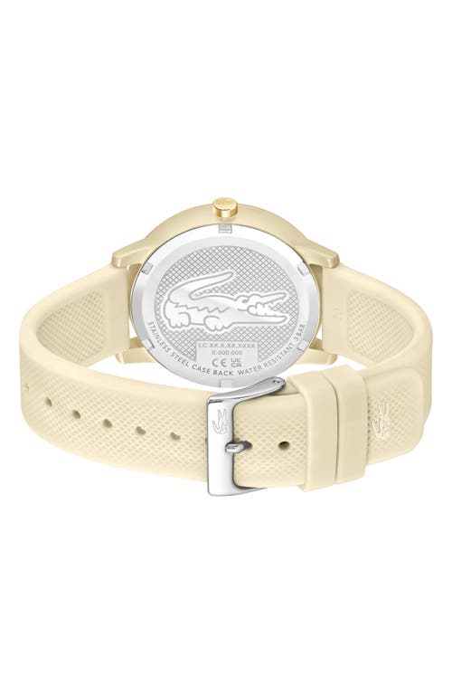 Lacoste Men's L 12.12 Gold-tone Silicone Strap Watch 42mm In White
