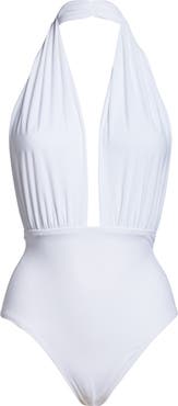 Norma Kamali Halter Low Back One-Piece Swimsuit