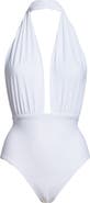 Norma Kamali Halter Low Back One-Piece Swimsuit
