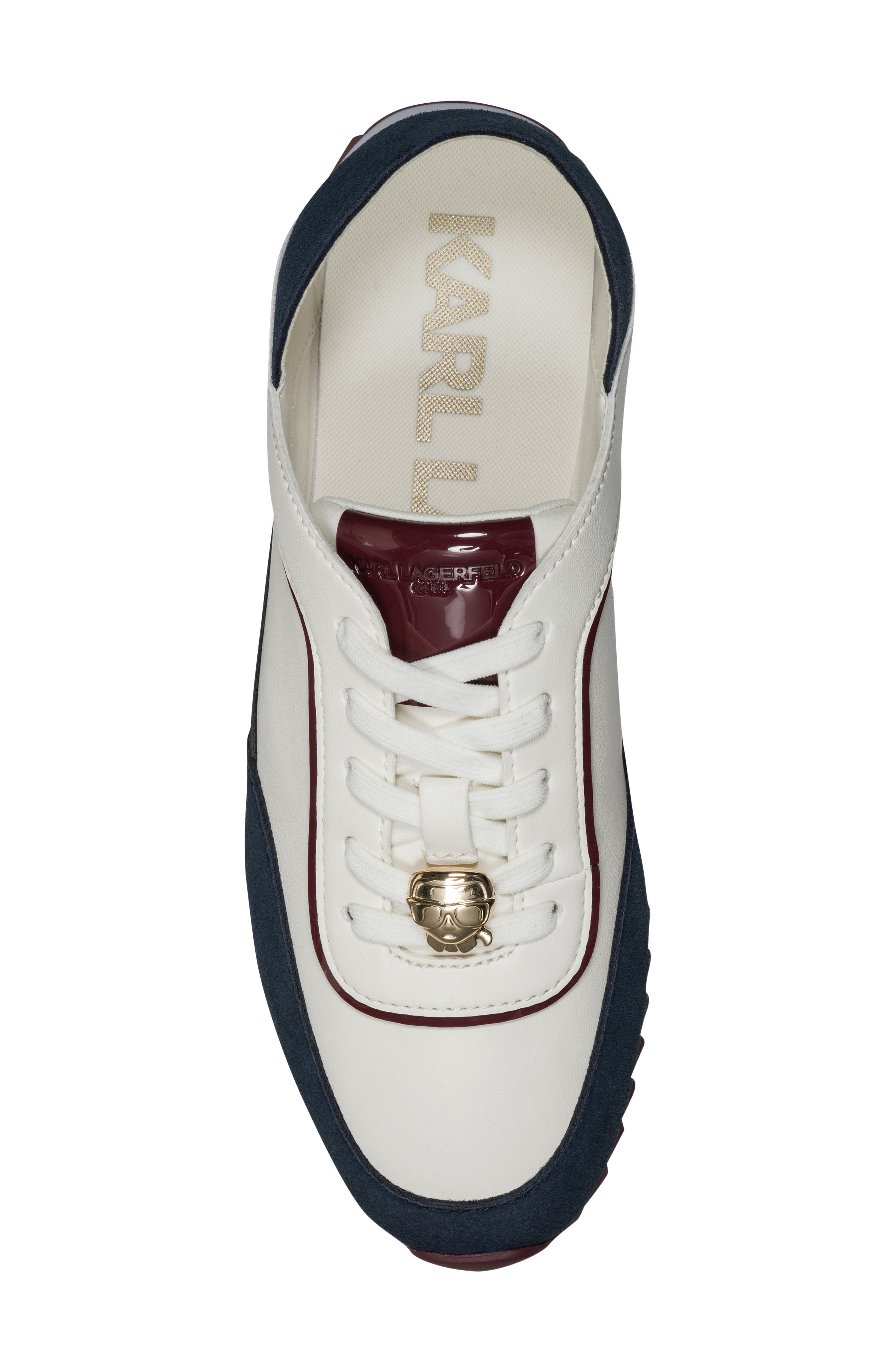Anelise Lace Up Sneaker, Alternate, color, CREAM/ BURGUNDY