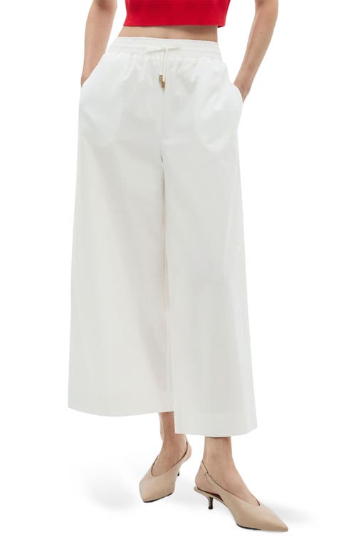 Mango Cotton Drawstring Pants In White