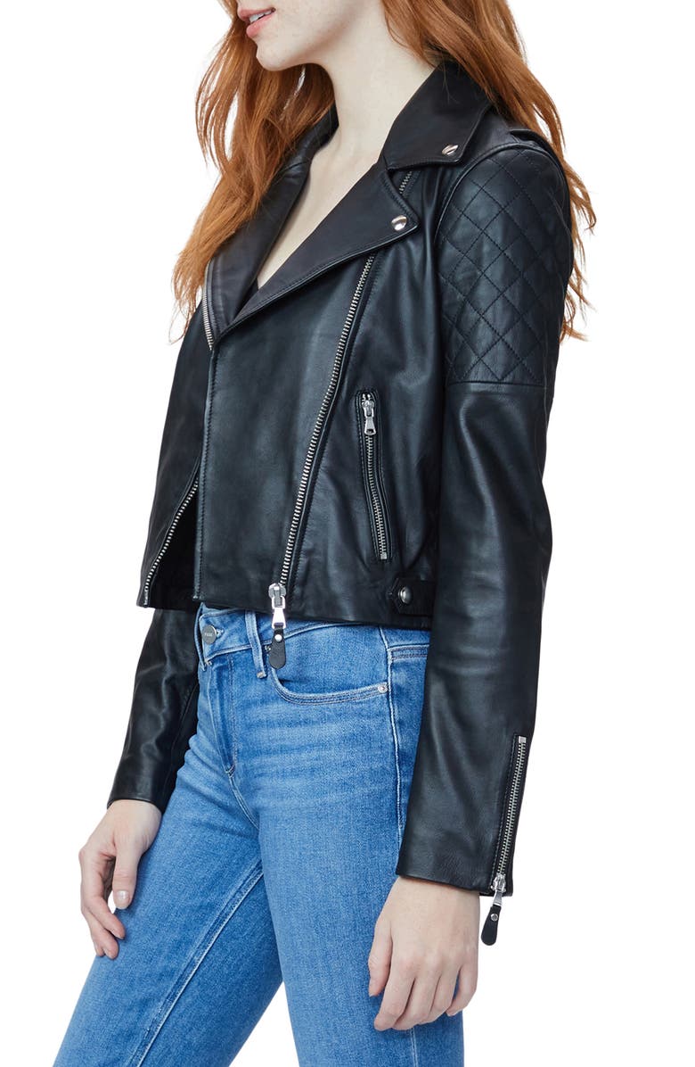 PAIGE Danisa Crop Leather Jacket, Alternate, color,