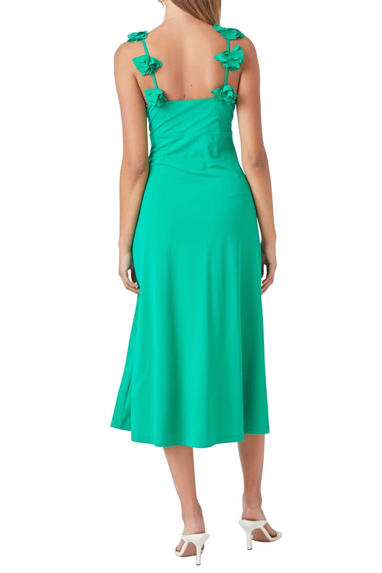Rosette Strap Jersey Midi Dress, Alternate, color, KELLY GREEN