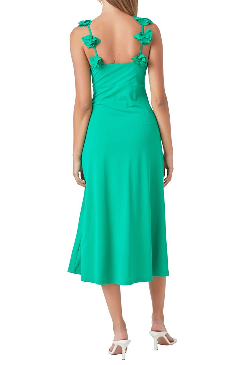 Endless Rose Rosette Strap Jersey Midi Dress, Alternate, color, 