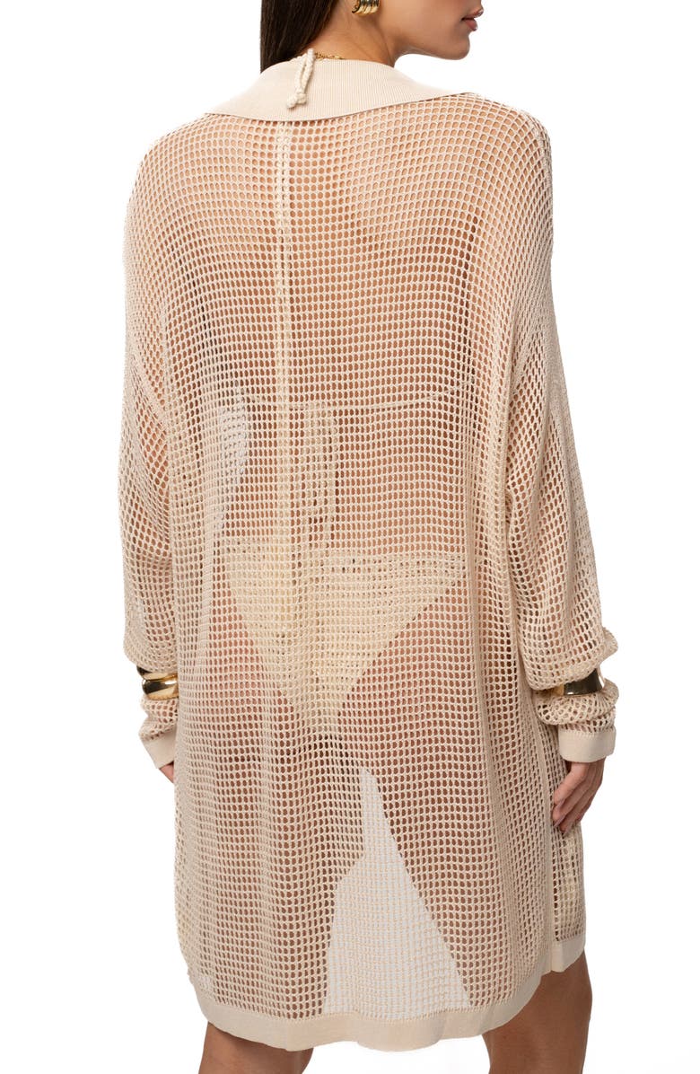 JLUXLABEL Solara Floral Appliqué Open Stitch Cover-Up Shirt, Alternate, color, Ivory