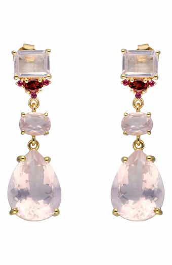 Rose Quartz & Rhodolite Drop Earrings