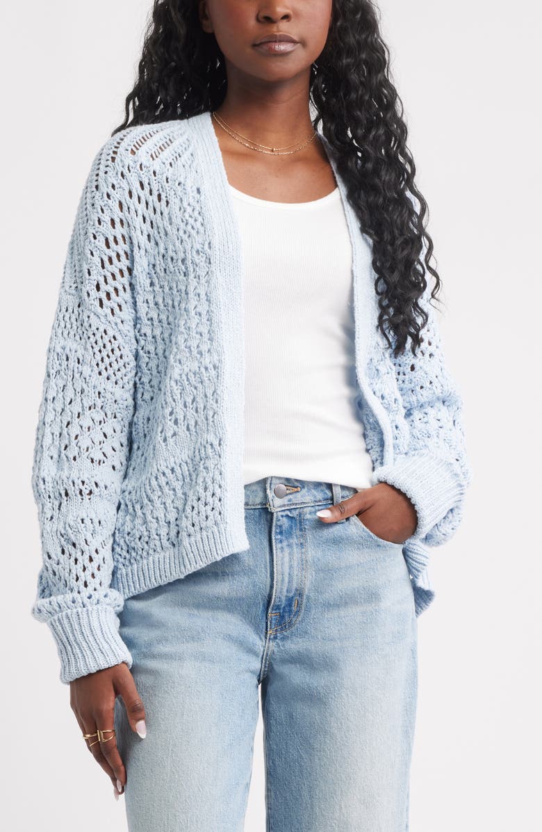 Treasure & Bond Openwork Slouchy Cotton Cardigan, Main, color,