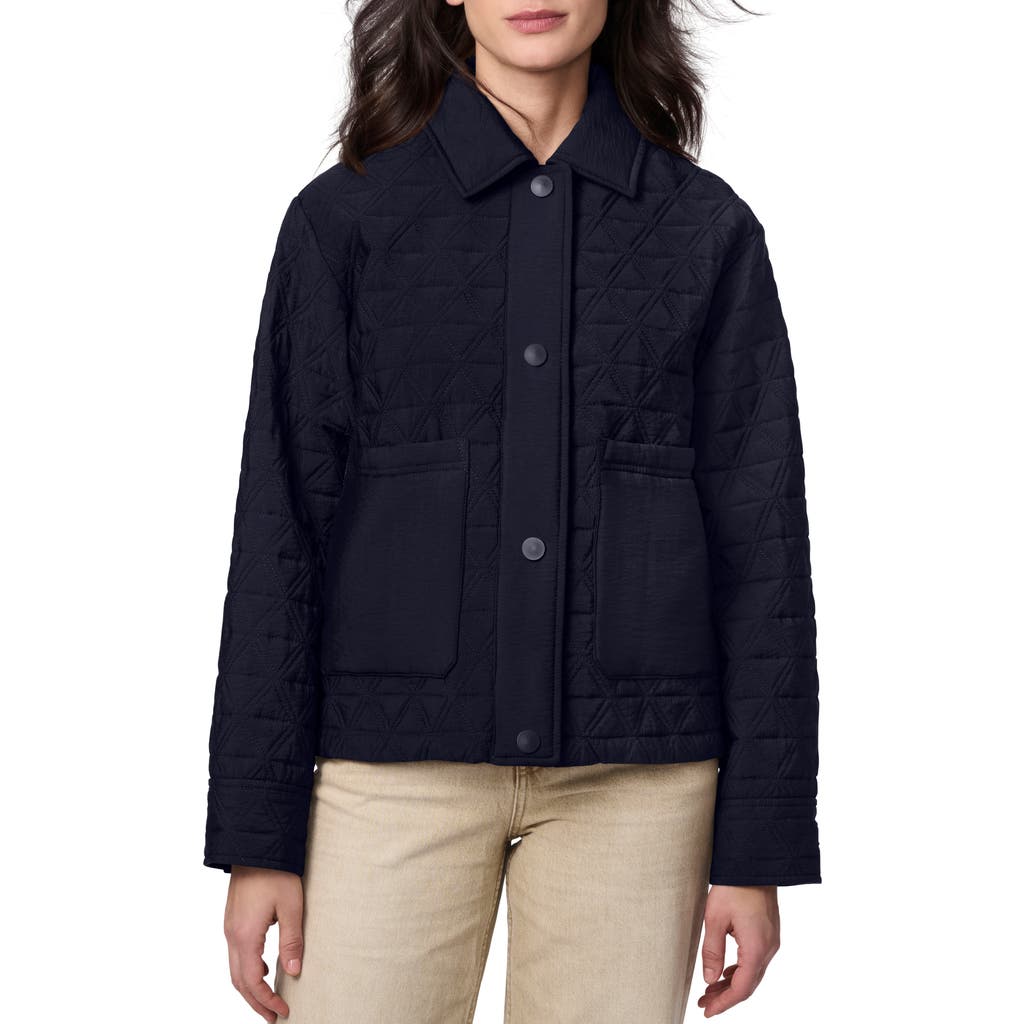 Bernardo Textured Quilted Snap-up Jacket In Navy