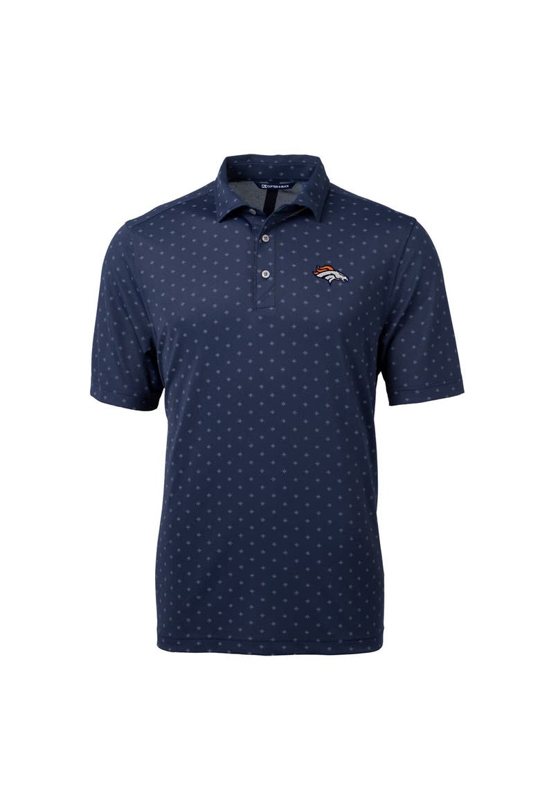 Men's Cutter & Buck Navy Denver Broncos Virtue Eco Pique Tile Print Polo, Main, color, Navy