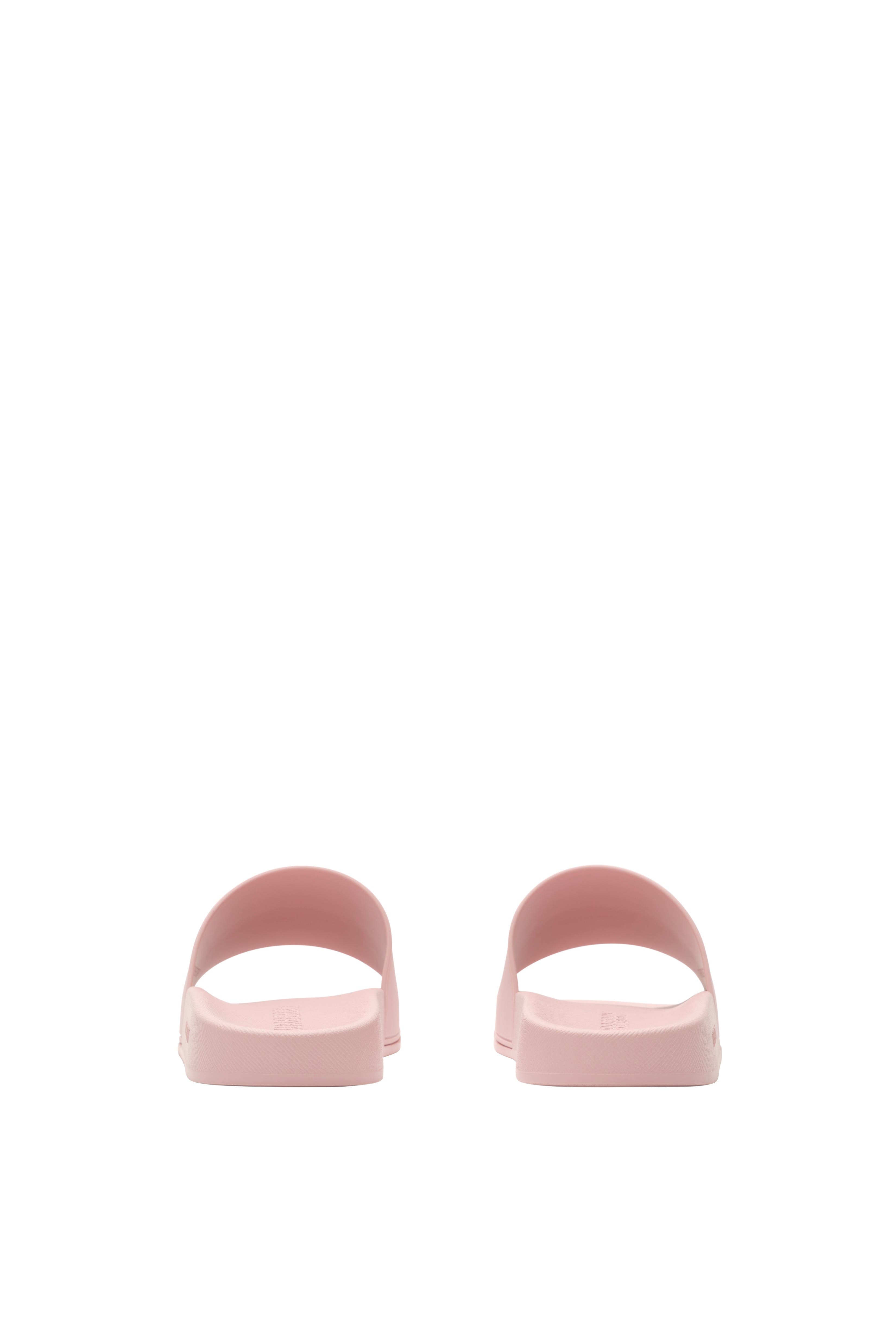 Burberry Logo Slides, Alternate, color, Candy Pink/Dove Beige