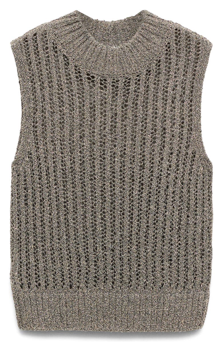 MANGO Metallic Open Stitch Sweater Vest, Main, color, 