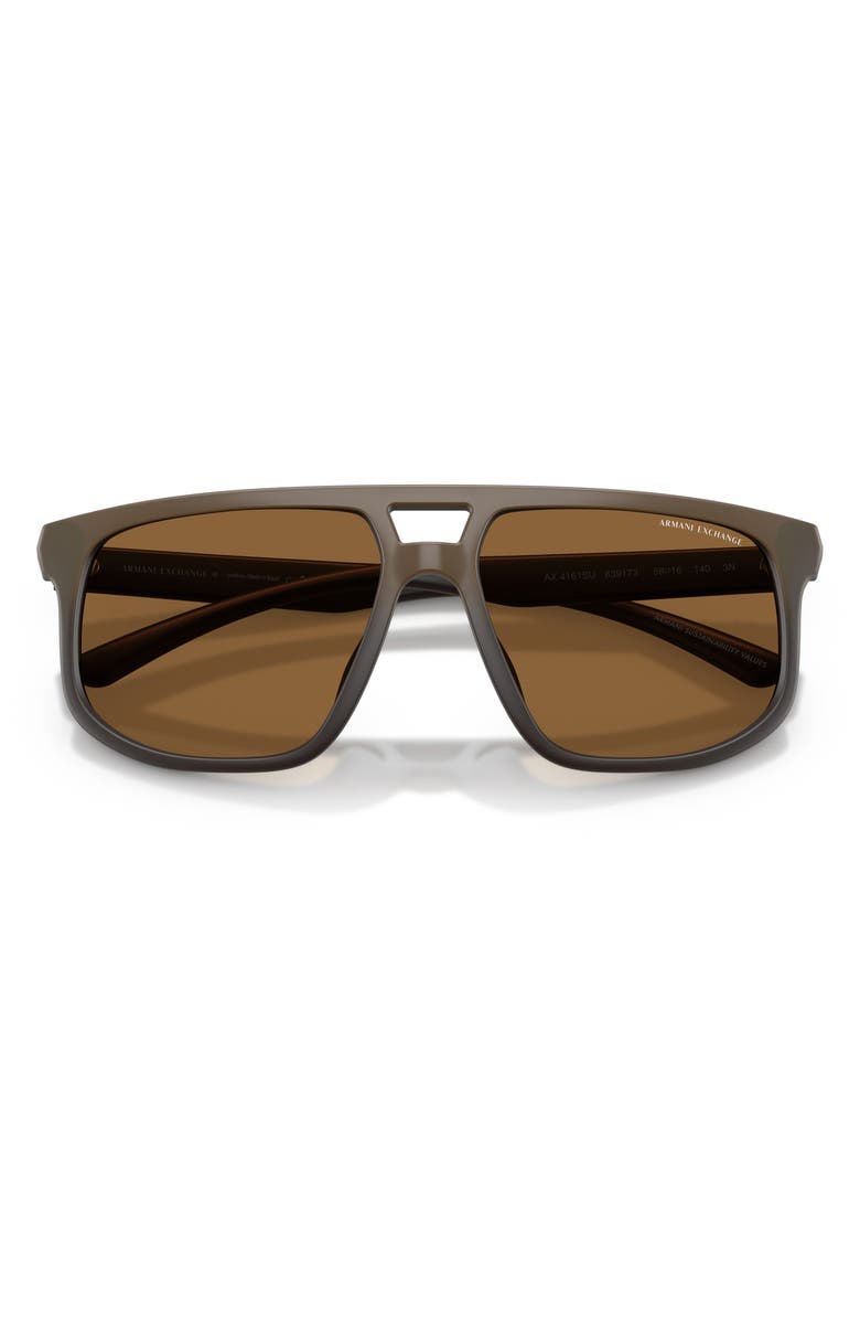 AX Armani Exchange 58mm Pilot Sunglasses, Alternate, color, Matte Brown / Brown