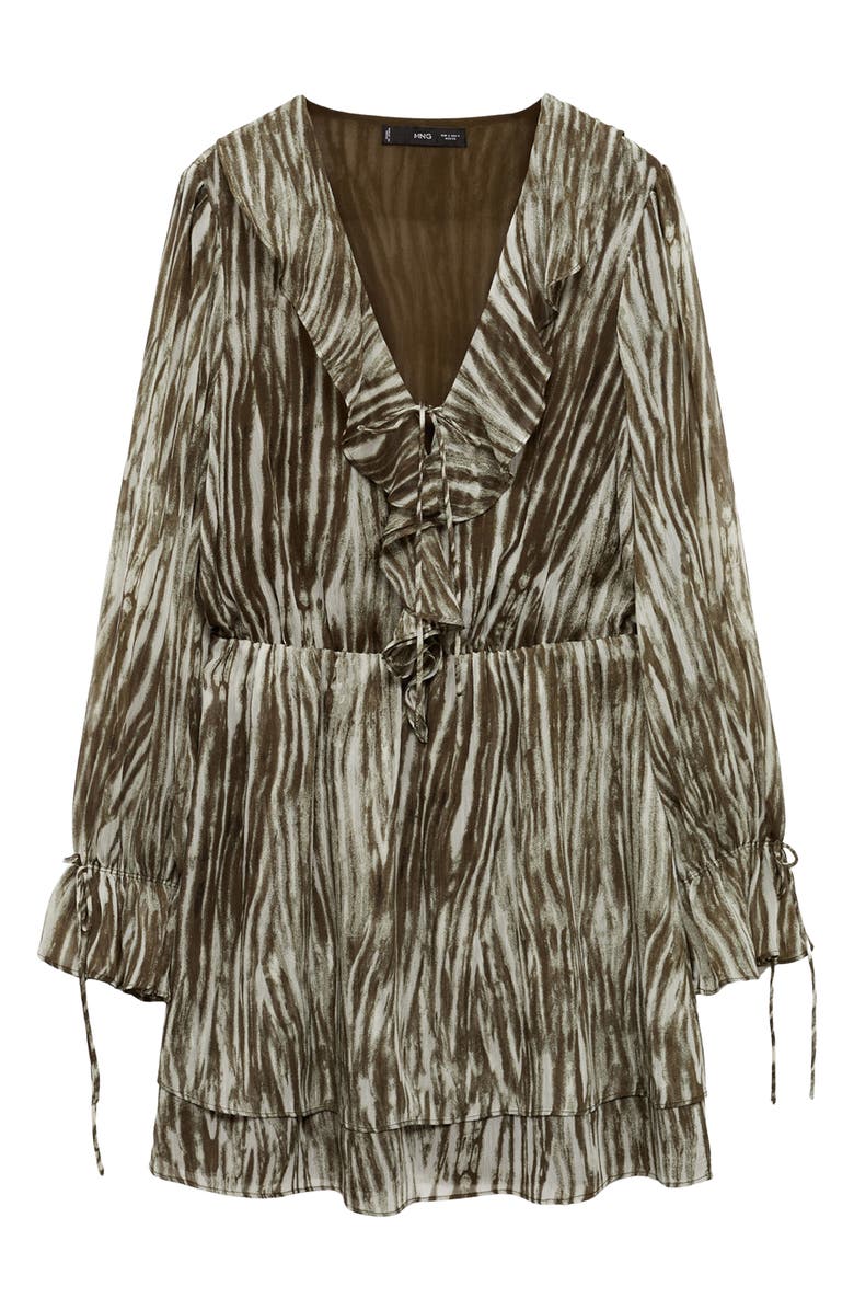 MANGO Ruffle Print Long Sleeve Minidress, Alternate, color, 