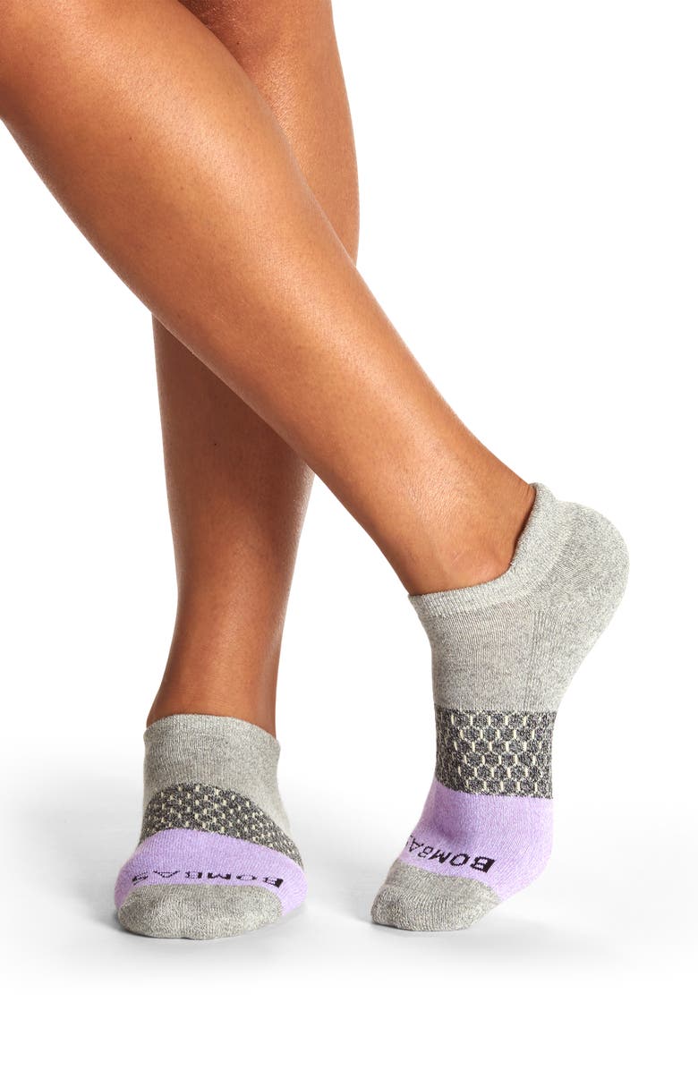 Bombas Marl Colorblock Ankle Socks, Alternate, color, Grey / Lavender