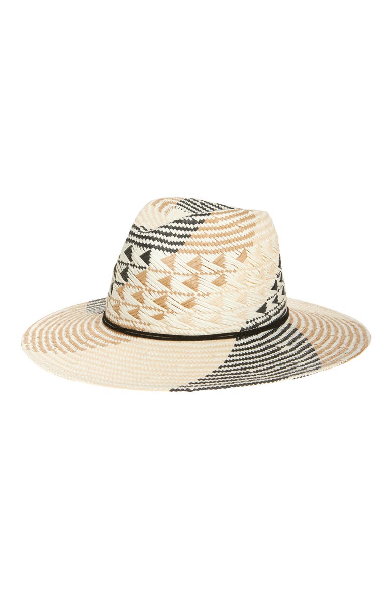 Packable Straw Panama Hat, Main, color, NATURAL/ BLACK COMBO