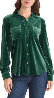 Jones New York Velour Button-Up Utility Shirt