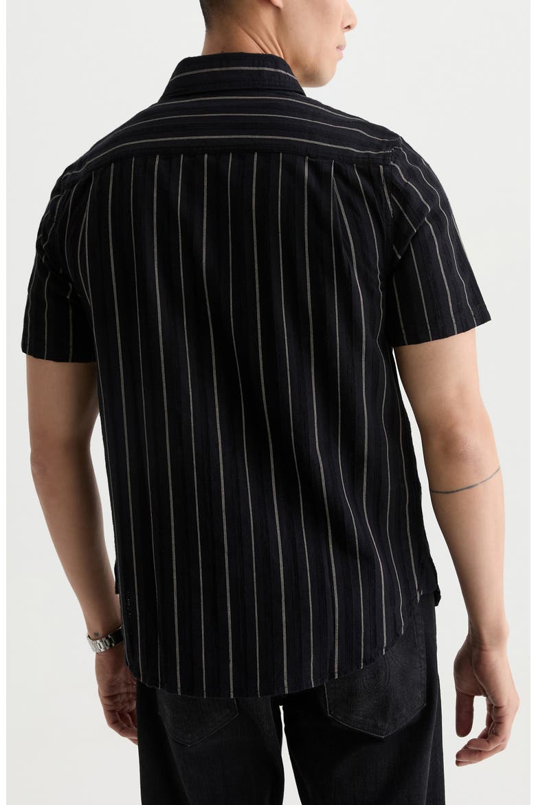 Mason Striped Short Sleeve Work Shirt, Alternate, color, BLACK/NATURAL STRIPE