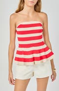 Endless Rose Stripe Strapless Knit Peplum Top