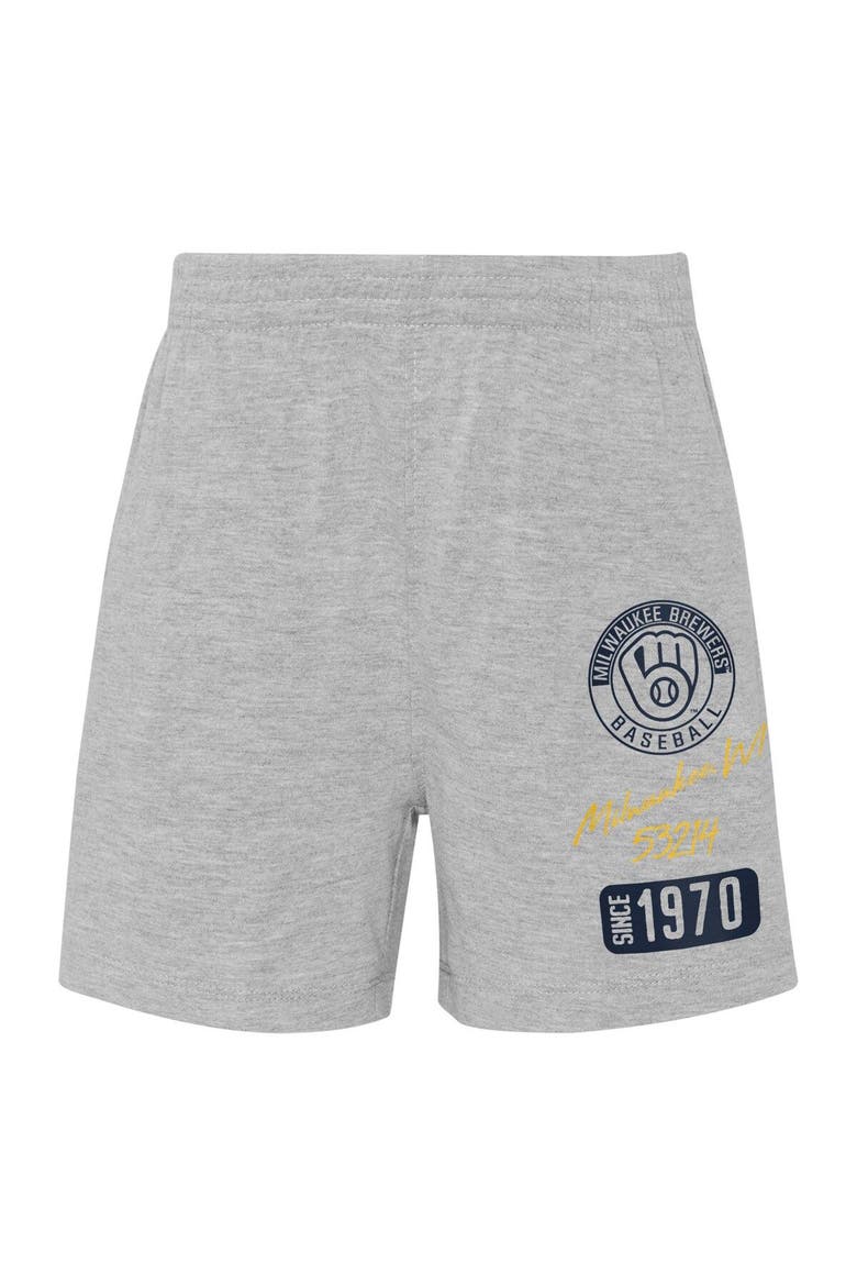 Infant Gold/Heather Gray Milwaukee Brewers Ground Out Baller Raglan T-Shirt and Shorts Set, Alternate, color, Gold
