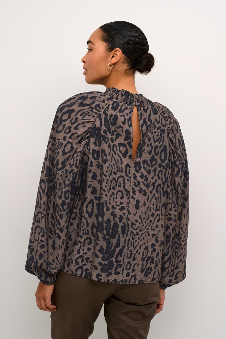 KAjemma Puff Sleeve Print Blouse, Alternate, color, Major Brown/Black Leo