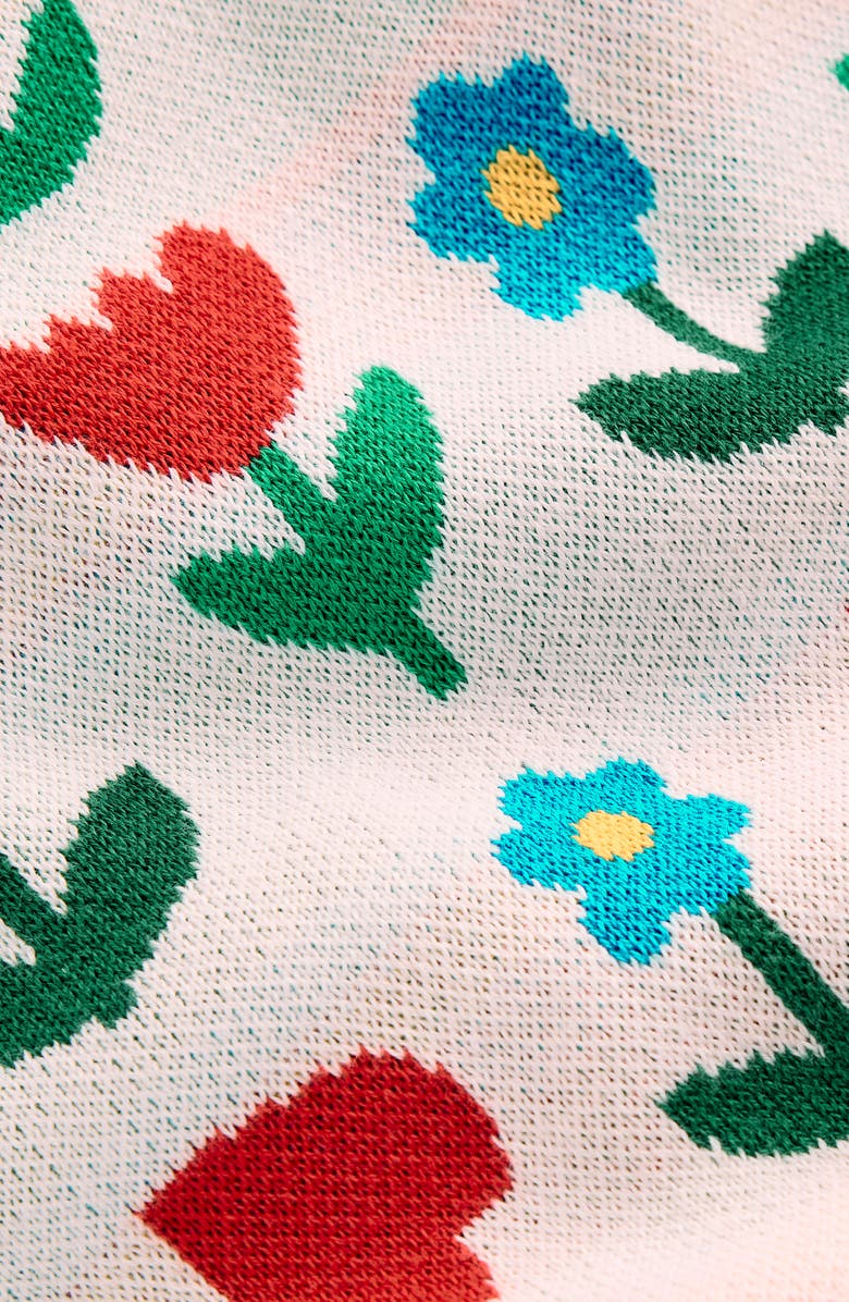 Mini Boden Kids' Floral Jacquard Cotton Knit Pants, Alternate, color, Ecru Marl Sunflower Garden