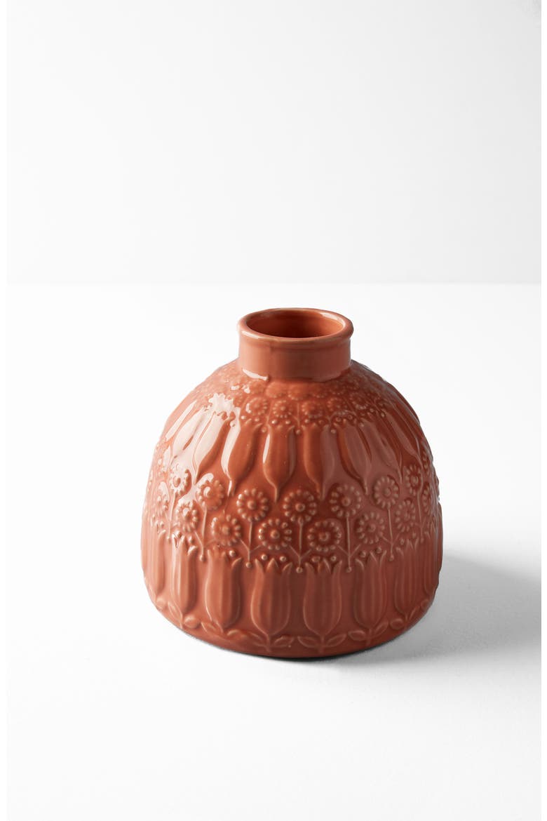 Anthropologie Embossed Floral Vase, Alternate, color, PEACH
