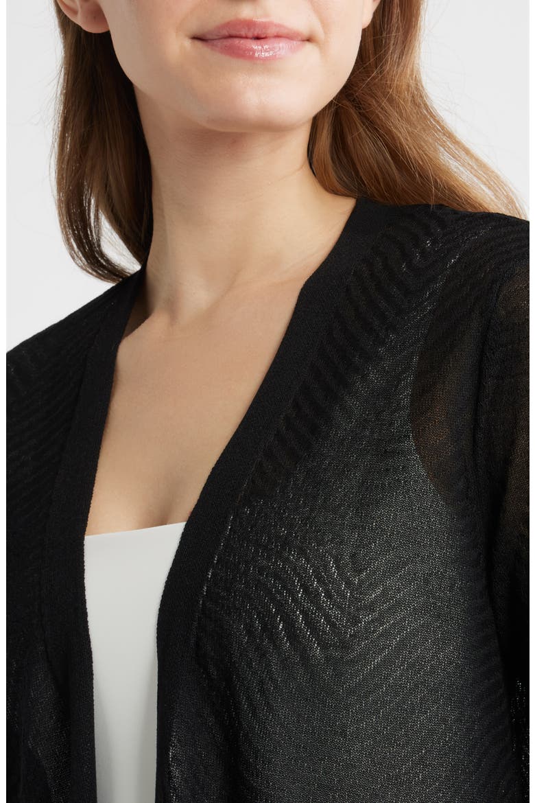 Texture Stitch Sheer Long Cardigan, Alternate, color, ANNE BLACK