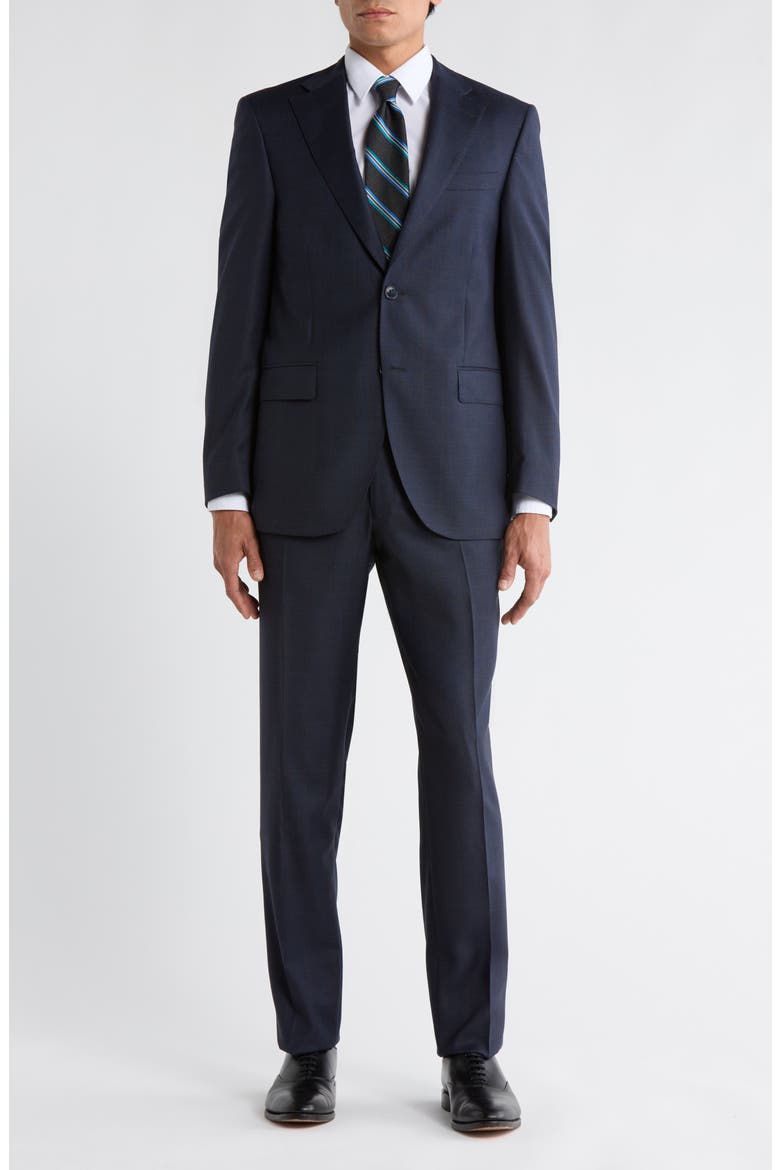 Navy Plaid Wool Suit, Main, color, NAVY