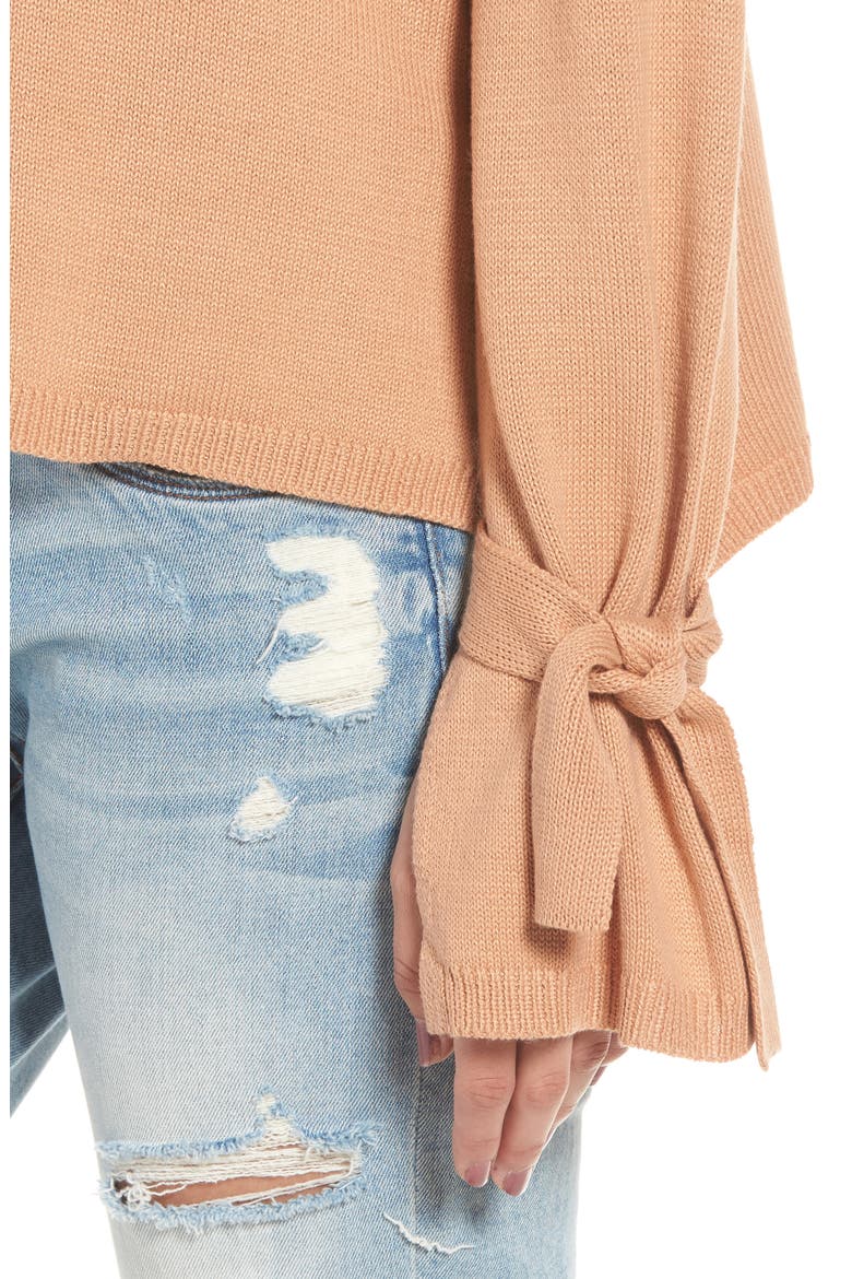 Tie Sleeve Sweater, Alternate, color, TAN CORK