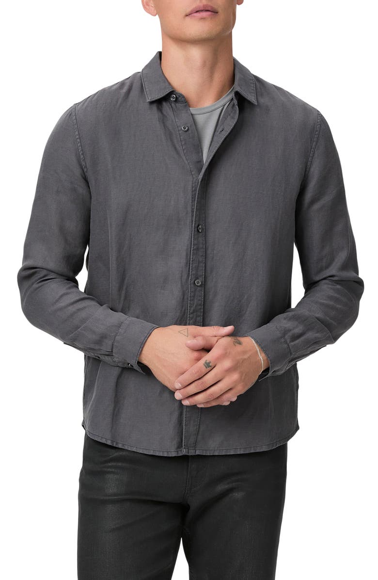 PAIGE Peters Linen Blend Button-Up Shirt, Main, color, Vintage Weathered Blue