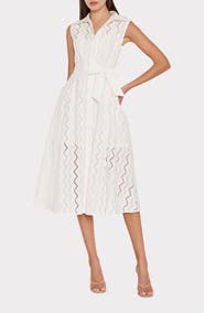 Milly Leya Eyelet Sleeveless Midi Shirtdress
