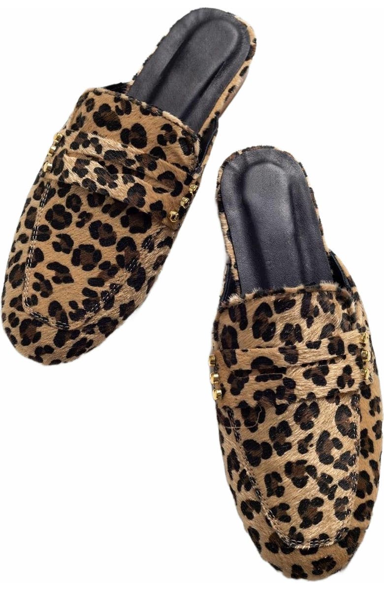 Forever & Always Shoes Eleonora Leopard Print Leather Clogs, Alternate, color,