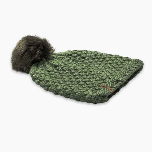 Turtle Fur Snowfall Pom Slouch Beanie In Green