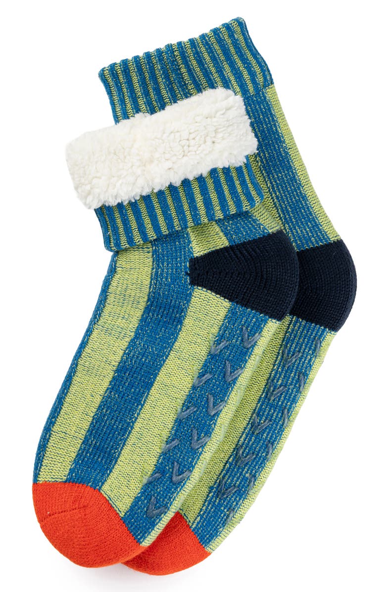 verloop Mismatch House Crew Socks, Alternate, color, Lime Cobalt