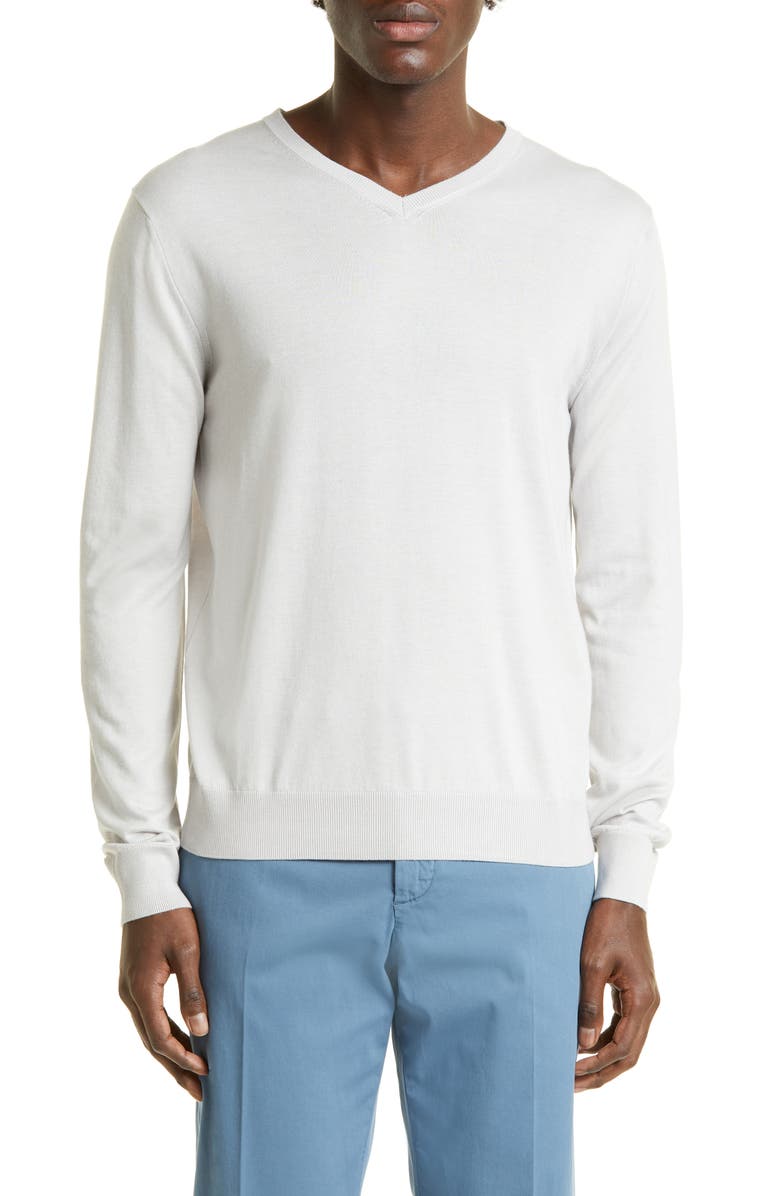 Boglioli Cotton, Cashmere & Silk V-Neck Sweater, Main, color,