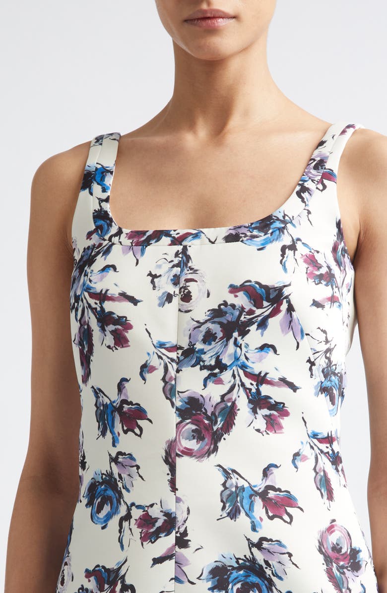 Emilia Wickstead Tillie Floral Genzianella Sateen Minidress, Alternate, color, Floral Purple/Blue On Ivory