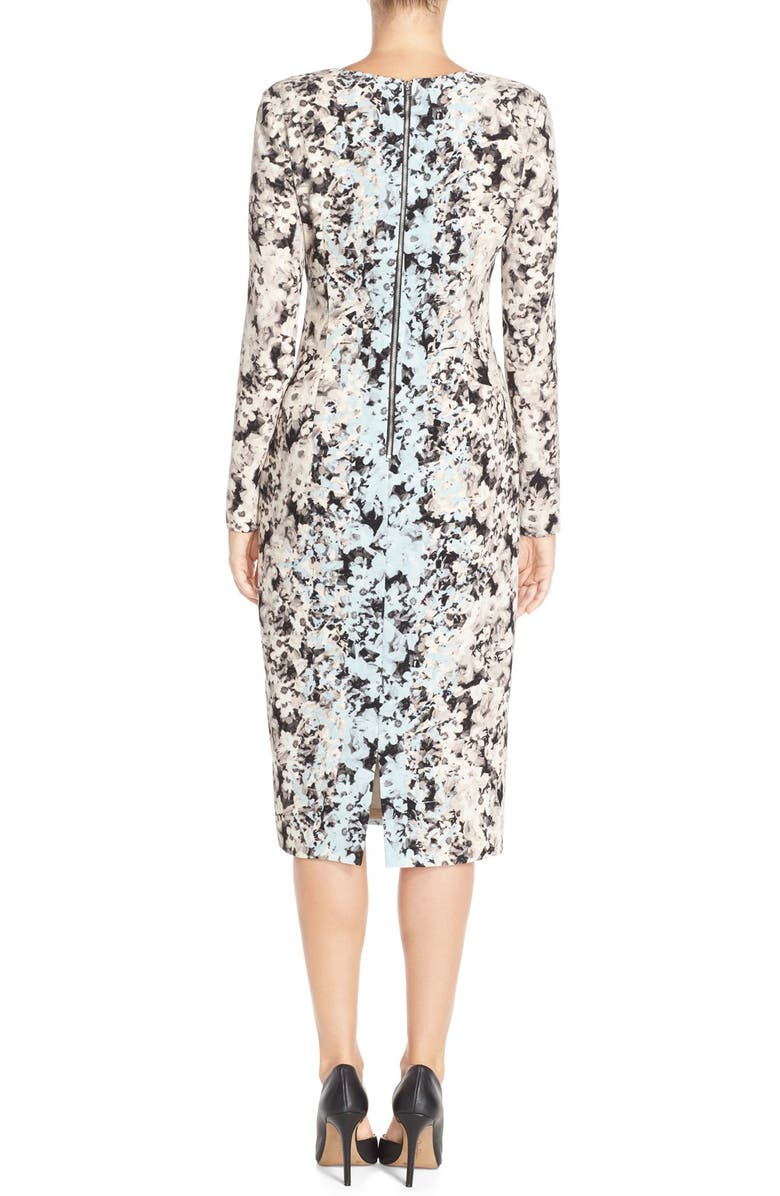 Maggy London Flower Printed Sheath Dress, Alternate, color,
