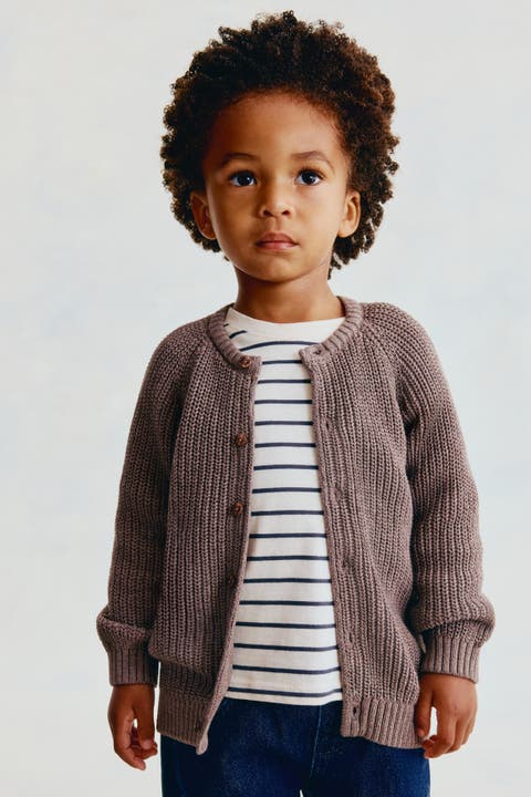 Patent-knit Cotton Cardigan